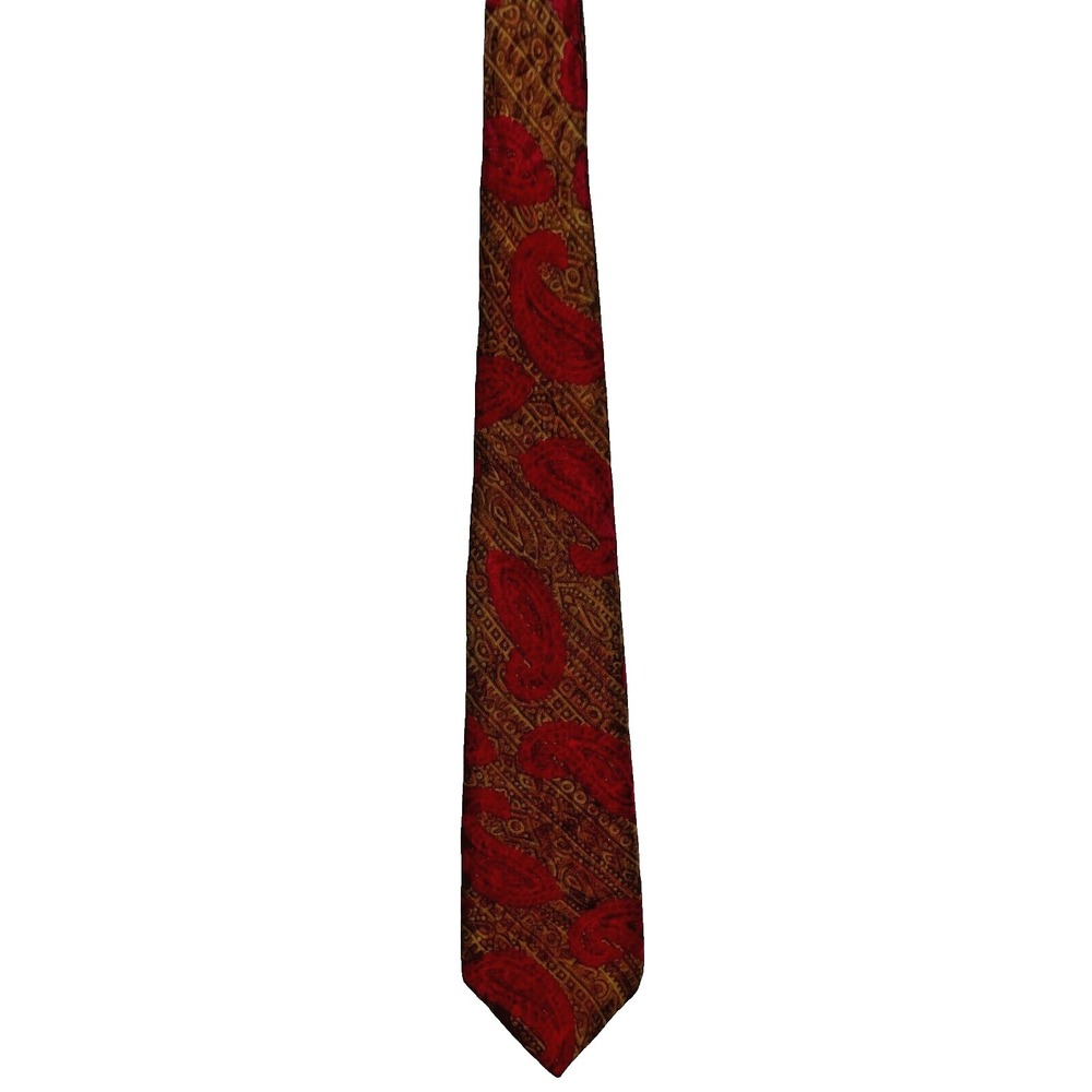 Vintage Liberty of London Tie Necktie 100% Silk Red Brown‎ Paisley USA Career